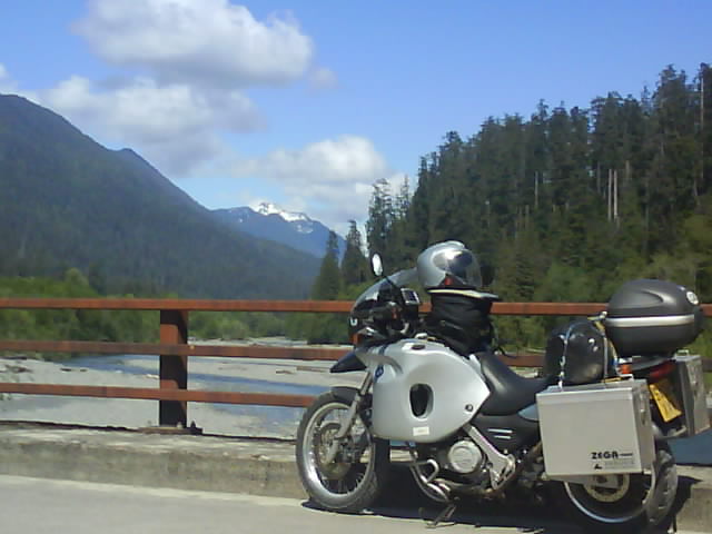 014 Bike Crossing Quinault River With Snow On Mountain 13th Jun.jpg